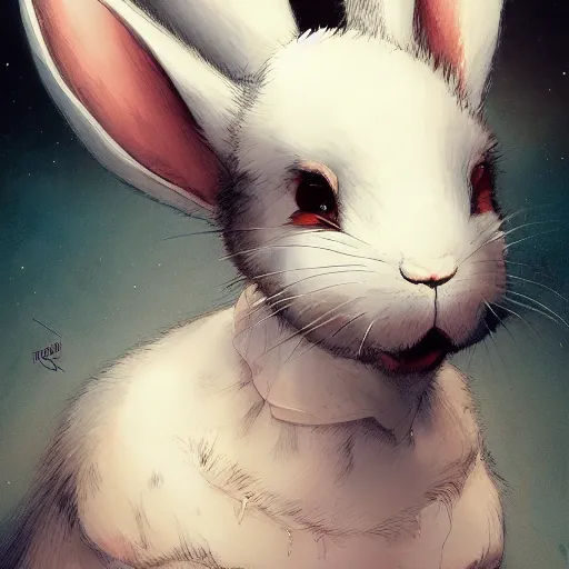 Image similar to kawaii rabbit bunny animal character girl, head shot, lee jin - eun by nicola samuri, m. w. kaluta, peter mohrbacher, rule of thirds, seductive look, beautiful
