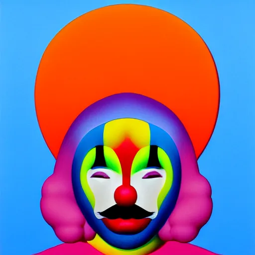 Prompt: sad clown by shusei nagaoka, kaws, david rudnick, airbrush on canvas, pastell colours, cell shaded, 8 k