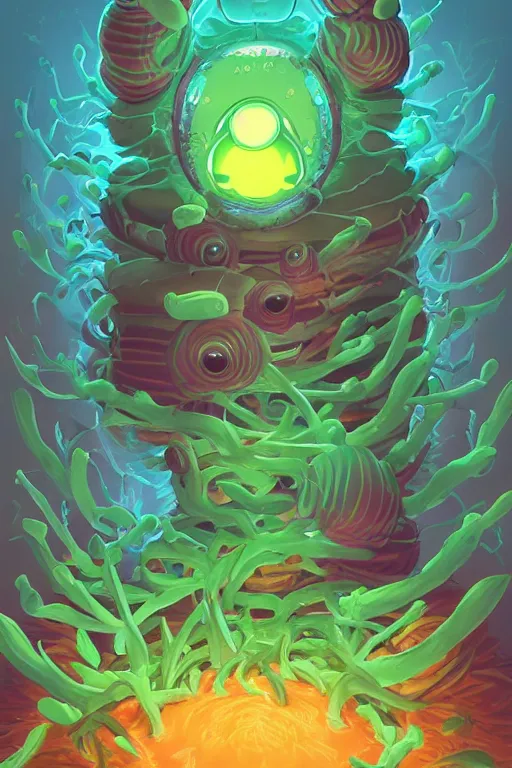 Image similar to roots cactus sushi cristal smurf ghost creature animal sushi cristal very big eye roots cactus elemental flush of force nature micro world fluo fishscale, behance hd by jesper ejsing, by rhads, makoto shinkai and lois van baarle, ilya kuvshinov, rossdraws radiating a glowing aura global illumination ray tracing hdr