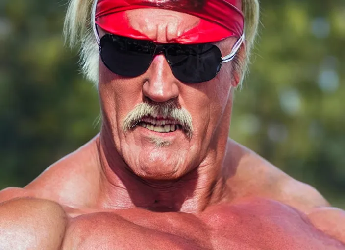 Image similar to hulk hogan, movie still, from the new thunder in paradise movie, 8 k, realistic