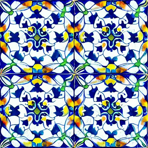 Image similar to psychedelic portuguese azulejo, tile pattern