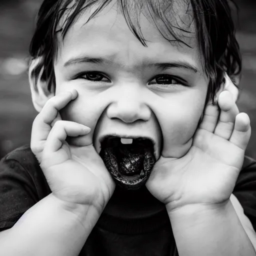 Image similar to a hungry child, award winning black and white photography