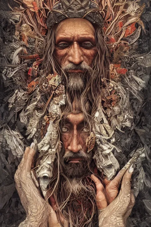 Image similar to A beautiful portrait of Baba Yaga, mythology, hyperdetailed, Trending on artstation