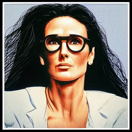 Image similar to “ demi moore retro minimalist portrait by jean giraud, moebius starwatcher comic, sharp, smooth face, 8 k ”