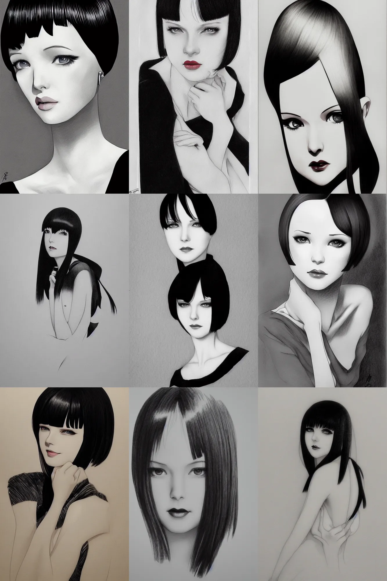 Prompt: pen and ink drawing of mary louise brooks by makoto shinkai, stanley artgerm lau, wlop, rossdraws