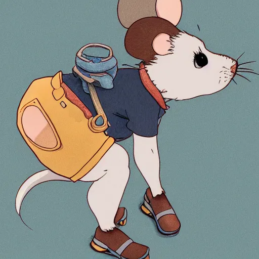 Image similar to in the style of studio ghibli, anthropomorphic mouse, female, wearing denim shorts and tank top, detailed, intricate, aesthetic, artistic, ambient occlusion, volumetric light effect, 8 k resolution