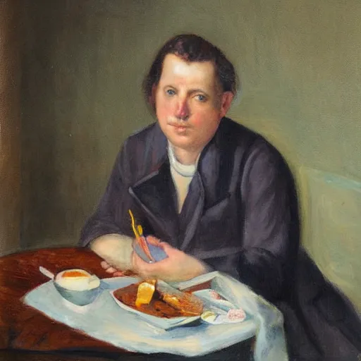 Prompt: breakfast with the artist : self portrait by bevan adelaides