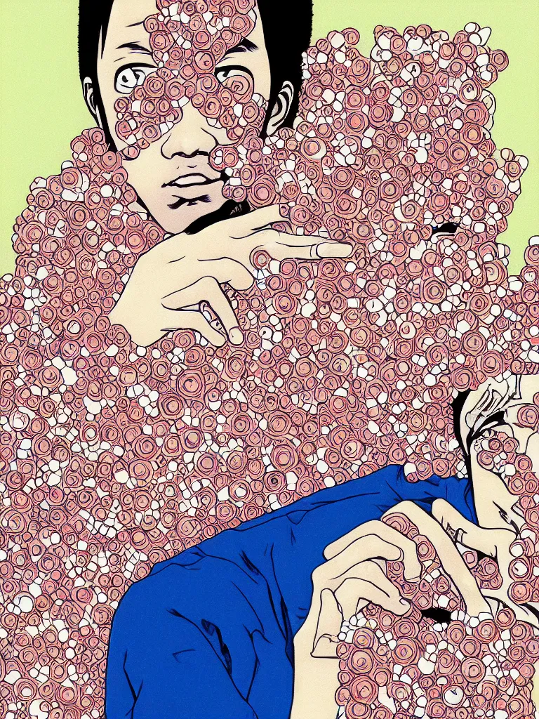 Prompt: portrait of Frank Ocean, manga, guro art, by Shintaro Kago