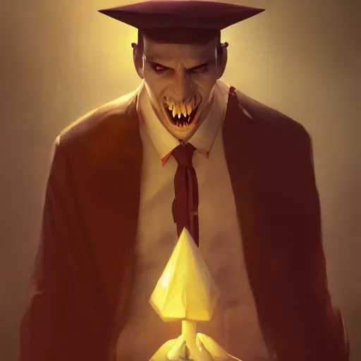 Image similar to a vampire with a dunce cap painting a picture, morningstar, ultra high detailed, oil painting, greg rutkowski, charlie bowater, yuumei, yanjun cheng, unreal 5, daz, hyperrealistic, octane render, rpg portrait, dynamic lighting