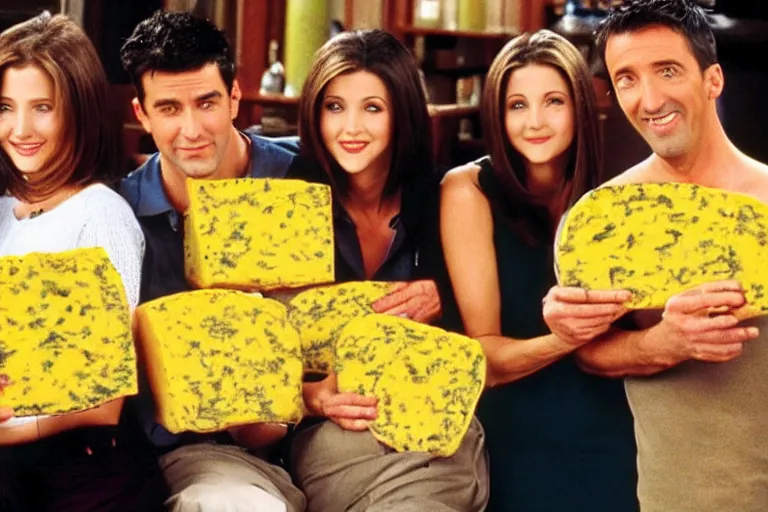 Image similar to the episode of Friends where everyone gets covered in vermont yellow cheese