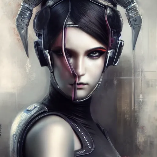 Prompt: By Tom Bagshaw, ultra realist soft painting of an attractive cyberpunk anime female fully bodysuit armored, with thin lustrous long hair floating, photorealistic eyes render, looking at camera, curiosities carnival, symmetry accurate features, very intricate details, focus, dark fantasy background, black and white, curvy