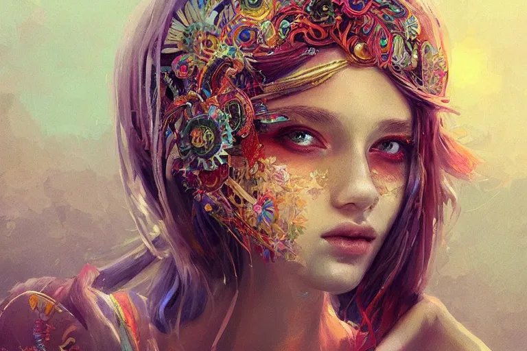 Image similar to a beautiful bohemian girl, intricate, highly detailed, digital painting, pixiv, artstation, official media, concept art, rich vivid colors, ambient lighting, sharp focus, illustration, art by wlop