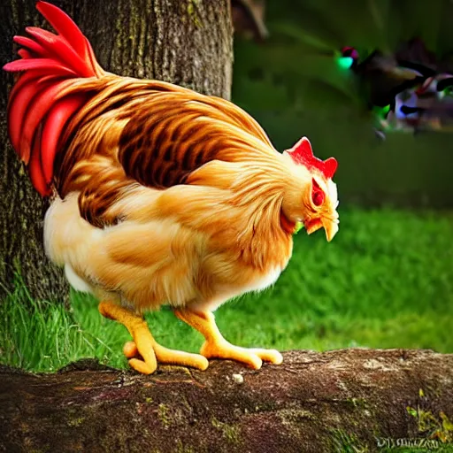 Prompt: chicken - kitty, nature photography