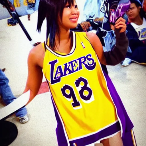 Image similar to yuna from final fantasy x wearing los angeles lakers jersey, final fantasy, lakers