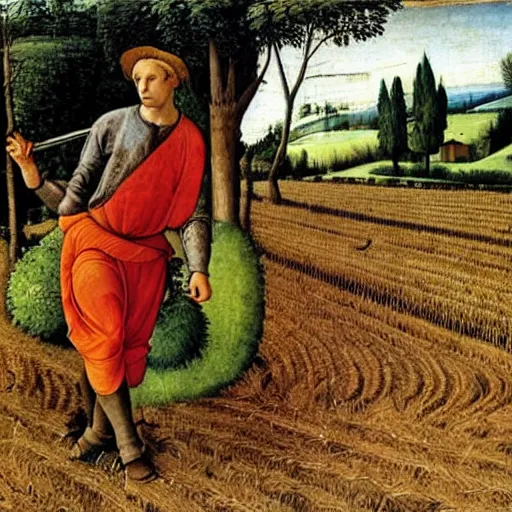 Image similar to Farmer tilling his field by Fra Filippo Lippi,