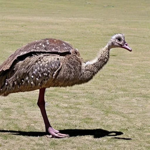 Prompt: a cross hybrid between ostrich and turtle