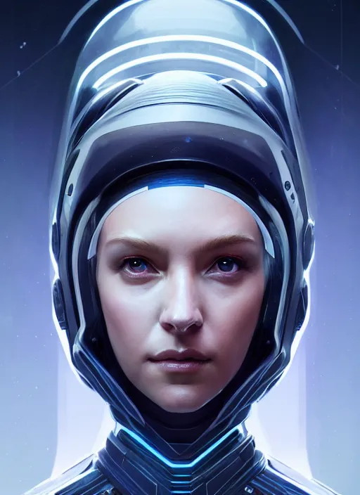 Image similar to symmetry!! portrait of side!! of a female character with helmet fantasy, sci - fi, tech wear, glowing lights!! intricate, elegant, highly detailed, digital painting, artstation, concept art, smooth, sharp focus, illustration, art by julian del rey and greg rutkowski