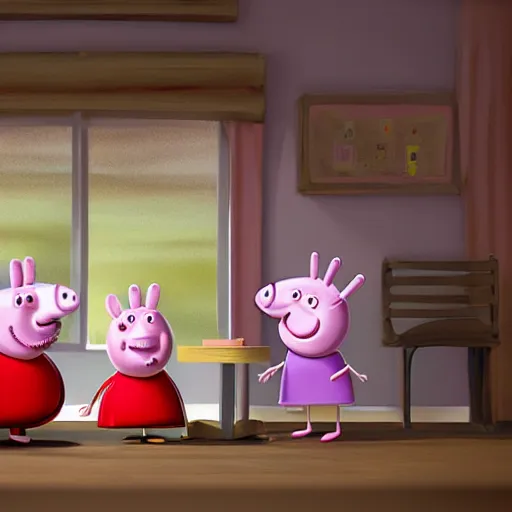 Prompt: blender 3 d rendition, peppa pig, carlos ortega elizalde, derek spears, rayn, daniel bel, ahmad merheb, tomstrzal