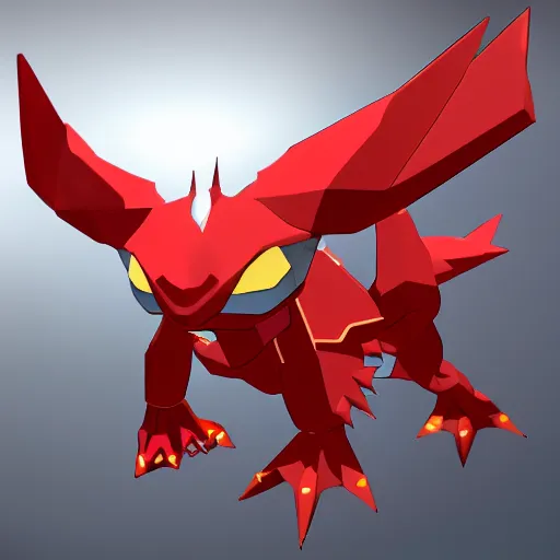 Prompt: guilmon digivolving, flesh ripping to reveal 3 d polygons, digimon