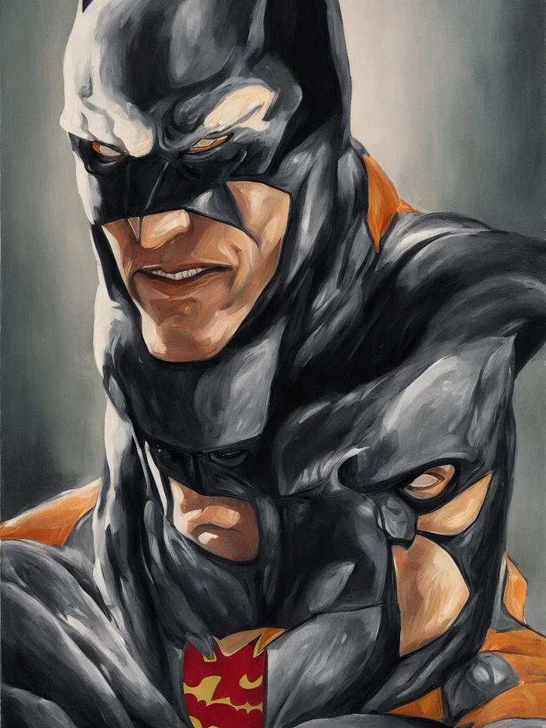 Image similar to a portrait painting of the batman