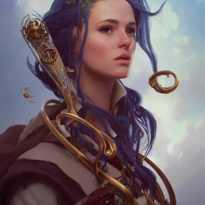 Prompt: excellent painted portrait of a half-elf bard, high quality painting with detailed face, 4k, trending on artstation, octane render, art by artgerm and greg rutkowski and alphonse mucha and craig mullins and James Jean and Andrei Riabovitchev and Marc Simonetti and peter mohrbacher