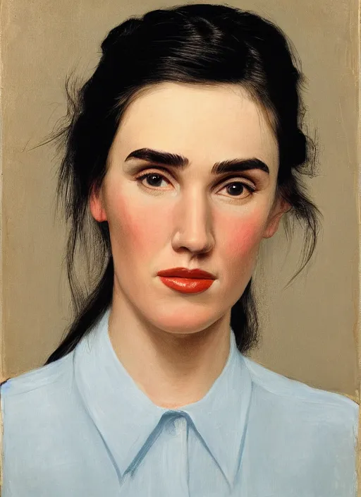 Image similar to portrait of young Jennifer Connelly by John Currin