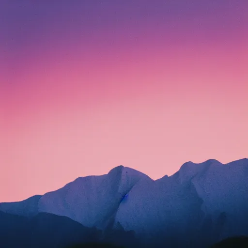 Image similar to blue watercolor mountains with a pink and blue rising sun cloudy sky, soft colors