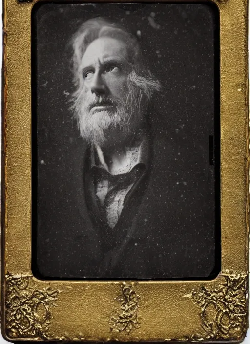 Prompt: old wetplate daguerreotype, portrait of faithless, god is a dj, explosion of data fragments, fractal, intricate, elegant, highly detailed, parallax, leica, medium format, subsurface scattering, by jheronimus bosch and greg rutkowski and louis jacques mande daguerre