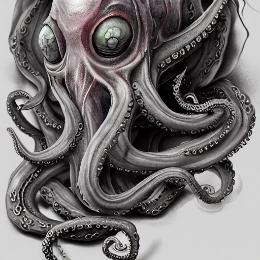Prompt: a wlop 3 d render of very very very very highly detailed beautiful mystic portrait of a phantom undead octopus with whirling fish around, tattoos by anton pieck, intricate, extremely detailed, digital painting, artstation, concept art, smooth, sharp focus, illustration, intimidating lighting, incredible art,