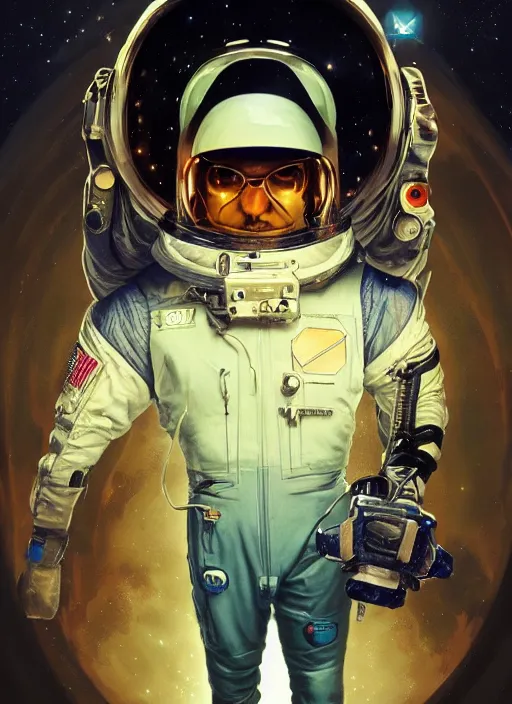 Image similar to ali g astronaut, the expanse, sci fi, futuristic, detailed illustration, digital art, trending on artstation, soft ambient lighting, volumetric lighting, rim lighting, yoshitaka amano, alphonse mucha, arney freytag, maxfield parrish, new art nouveau