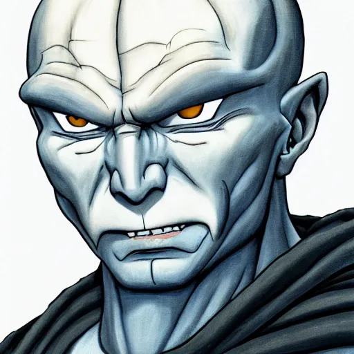 Image similar to portrait painting of voldemort, art by akira toriyama, 4 k, dragon ball artstyle, cel shaded, highly detailed, epic lighting