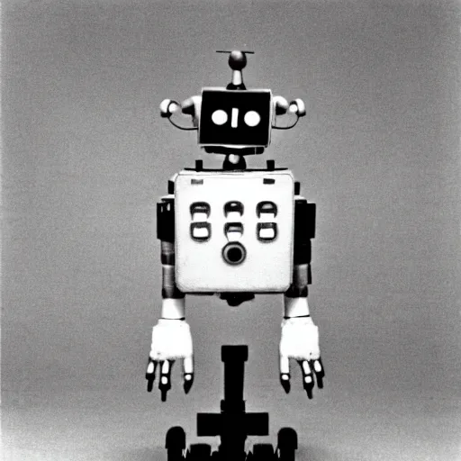 Prompt: robot by Diane Arbus