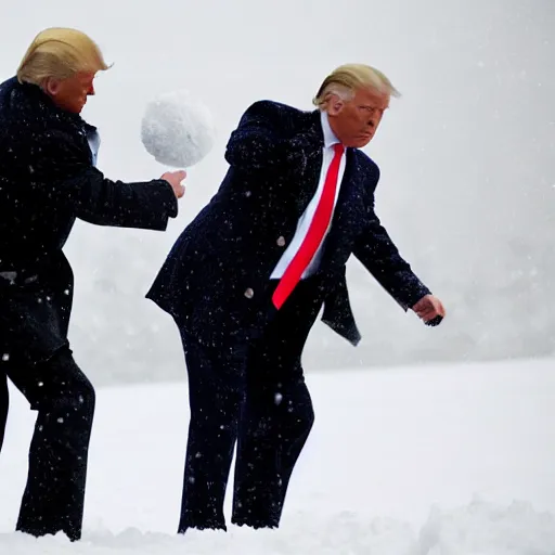 Image similar to obama and donald trump having snowball fight