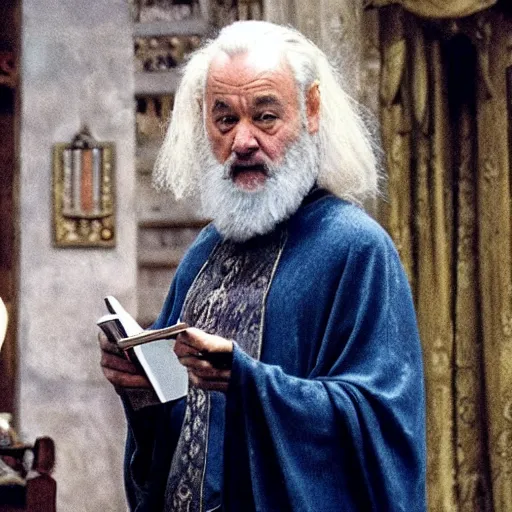 Prompt: bill murray plays a dumbledore in harry potter