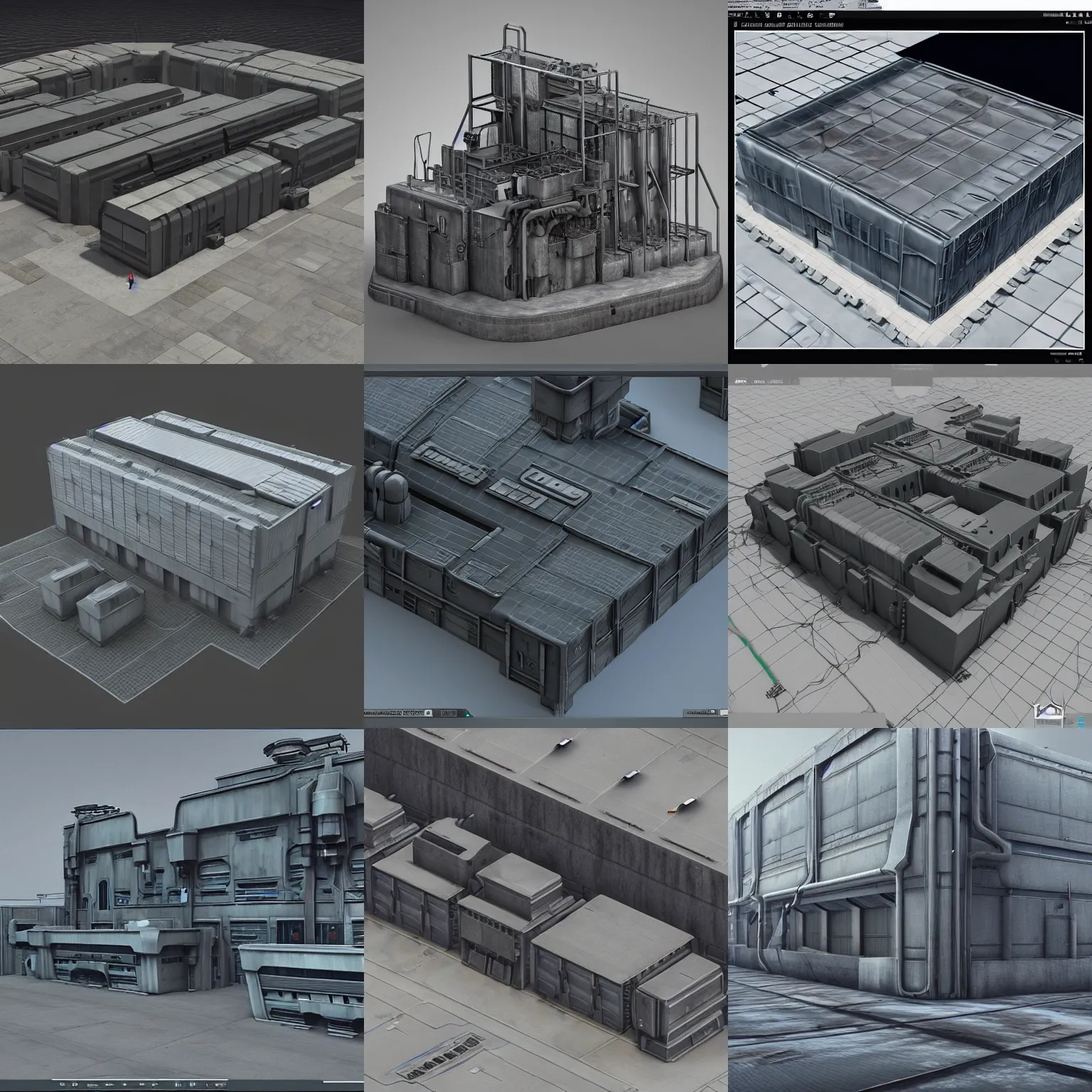 Prompt: 3d sculpt of a thick square industrial scifi factory facade gun metal factory inspired by the matrix, star wars, ilm, beeple, star citizen halo, mass effect, starship troopers, elysium, the expanse, high tech industrial, Artstation Unreal W-960