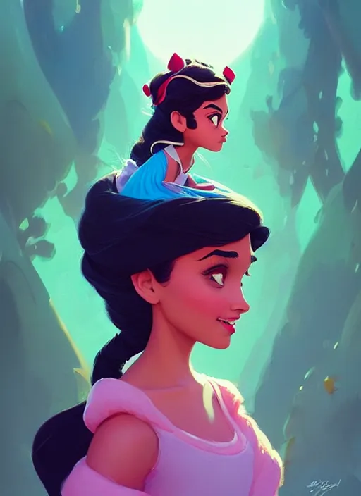 Image similar to highly detailed portrait of disney's princess yasmine, magnificent, photographic realistic background, by atey ghailan, by greg rutkowski, by greg tocchini, by james gilleard, by joe fenton, by kaethe butcher, trending on instagram, award winning details