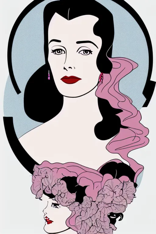 Prompt: beautiful digital illustration of Vivien Leigh by Patrick Nagel artist