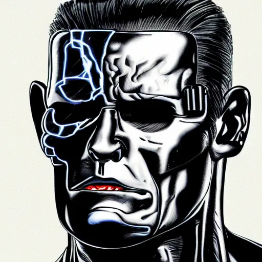 Prompt: Terminator t800 in the style of Alex Ross, 4k