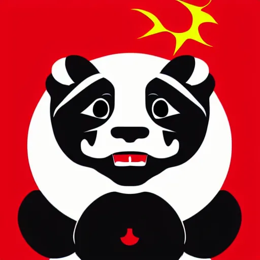 Image similar to vector art of welsh dragon and cute panda mixed, intercrossed, chimera, welsh flag, adobe illustrator