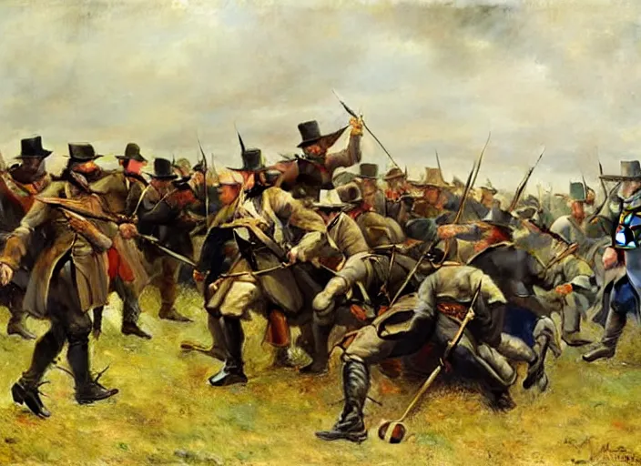 Image similar to anders zorn oil painting of instruction of american civil war battle scene, interpersonal, intimate