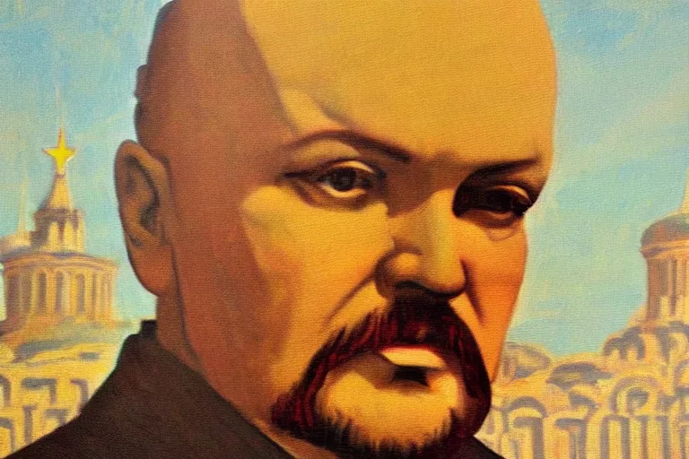 Image similar to lenin, red star, fantasy, painting, ultra realistic!!!, clear weather, golden hour, sharp focus