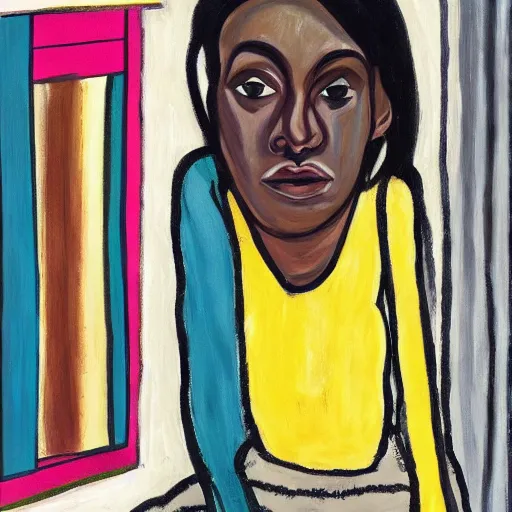 Image similar to a painting in the style of philip alice neel.