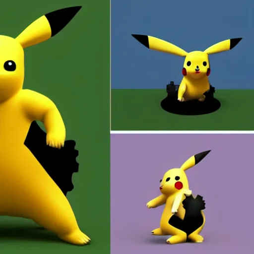 Image similar to uncanny valley pikachu