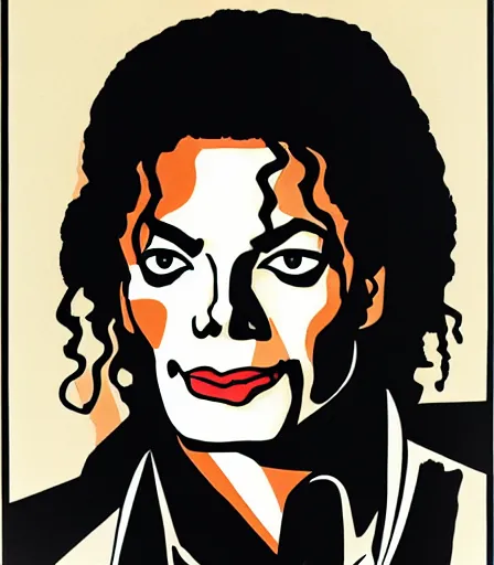 Image similar to portrait of michael jackson by mike mignola, high quality, high detail