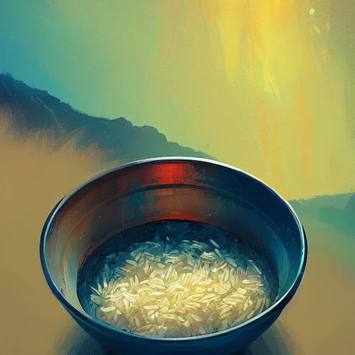 Image similar to a bowl of rice, by anato finnstark, by alena aenami, by john harris, by ross tran, by wlop, by andreas rocha