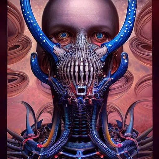 Image similar to cosmic fractal biopunk giger portrait, pixar style, by tristan eaton stanley artgerm and tom bagshaw.