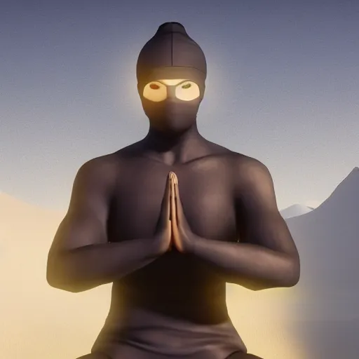 Prompt: a ninja meditating, unreal engine 6, 4 k