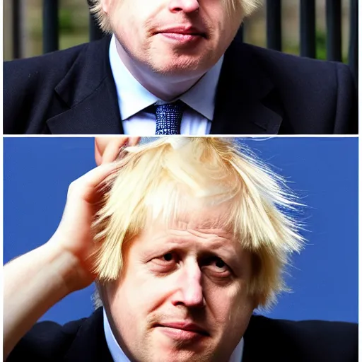 Image similar to boris johnson looking depressed while wearing a maid dress