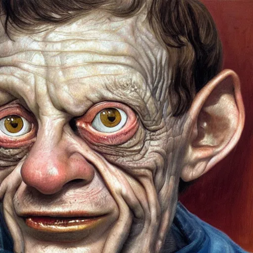 Prompt: high quality high detail painting by lucian freud, hd, portrait of gollum, photorealistic lighting