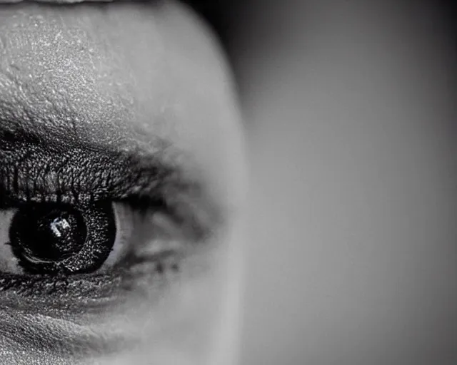 Image similar to extreme close up of a woman's eye, made of intricate decorative lace leaf skeleton, in the style of the dutch masters and gregory crewdson, dark and moody